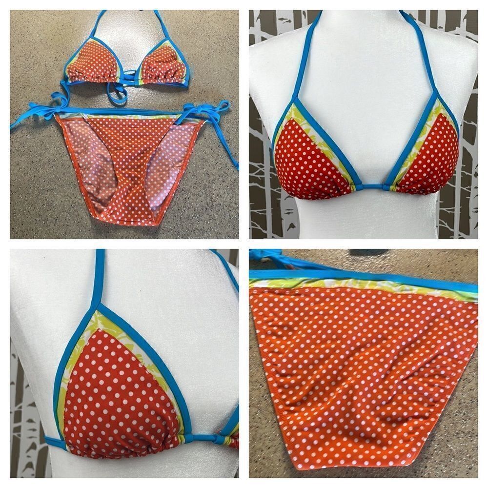 GAP Body rust orange polka dot string bikini
